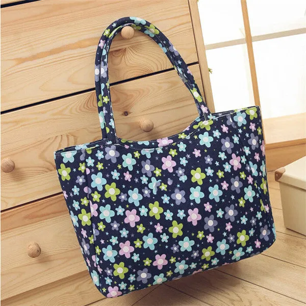 EXCELSIOR Waterproof Canvas Casual Zipper Shopping Bag Large Tote Women Handbags Floral Printed Ladies Single Shoulder Beach Bag