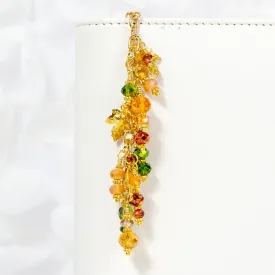 Fall Leaves Dangle Planner Charm with Autumn Toned Crystals - Gold