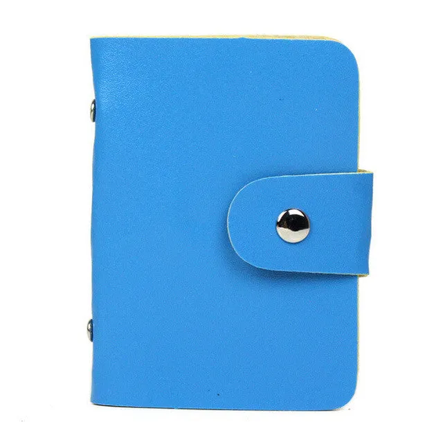 Fashion 24 Bits Useful Business Credit Card Holder PU Leather Buckle Cards Holders Organizer Manager For Women Men Free Shipping