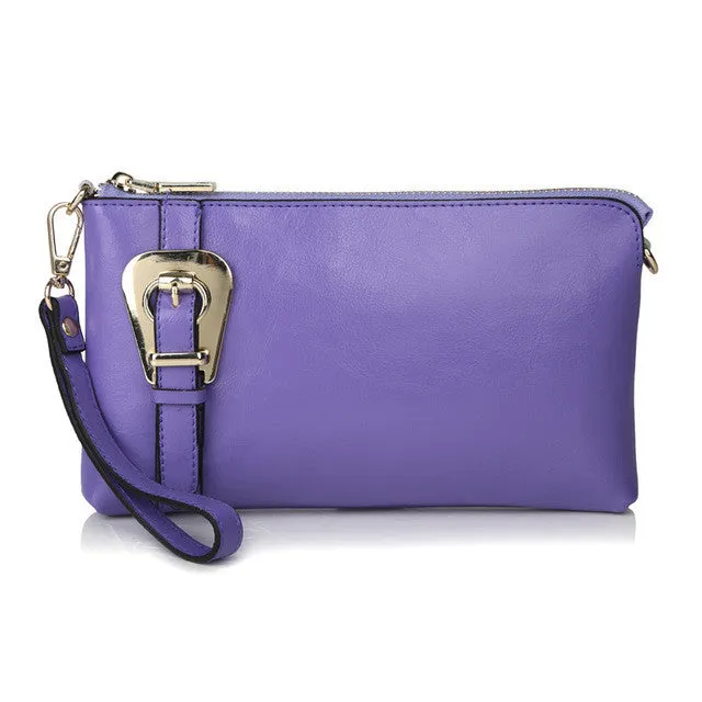 Fashion Buckle  Furly Candy Handbags Women Genuine Cow Leather Shoulder Messenger Clutch Purses  Wristlet Bags,CN-8008