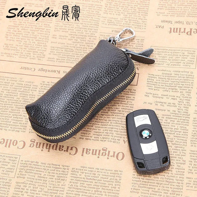 Fashion Luxury Unisex Door Car Key Genuine Leather Keychain Holder Bag Purse Key Wallet Case Wholesales