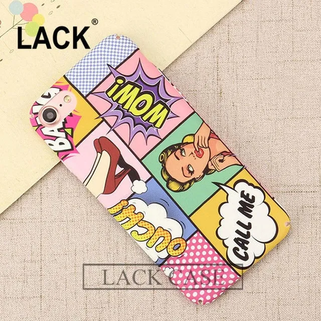 Fashion Sexy Girl Graffiti Letter  case For iphone 7 High Quality Hard PC Red Lip Wave Point Phone Cases For iphone 7 6 6s Plus