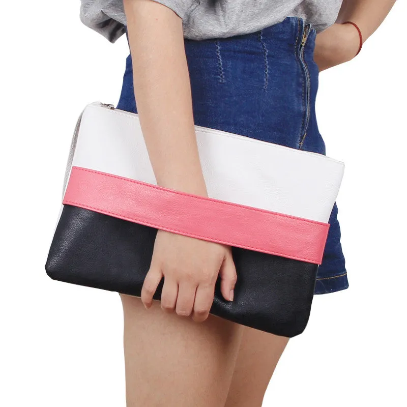 Fashion Women Handbag Solid Patchwork Lady Day Clutches New Fashion Soft Girl Zipper Packet Fashion Female Casual Bags women bag