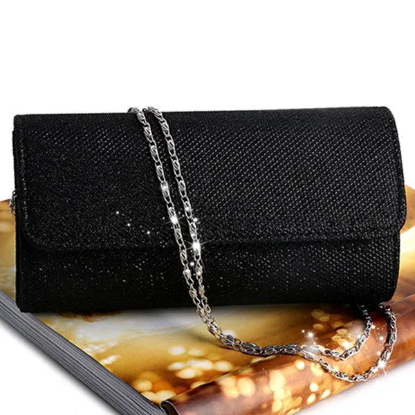 Fashion Women Shining Sequins Silk Bottom Elegant Evening Shoulder Bag Bridal Clutch Prom Party Wedding Envelope Lady Long Bag