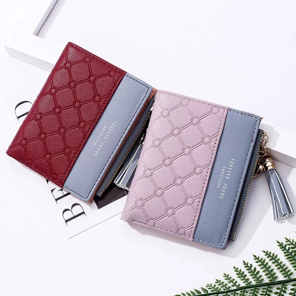 Fashion Women Wallets Female PU Leather Wallet Mini Ladies Purse Zipper Clutch Bag Money Card Holder for Women Girl(Gray)