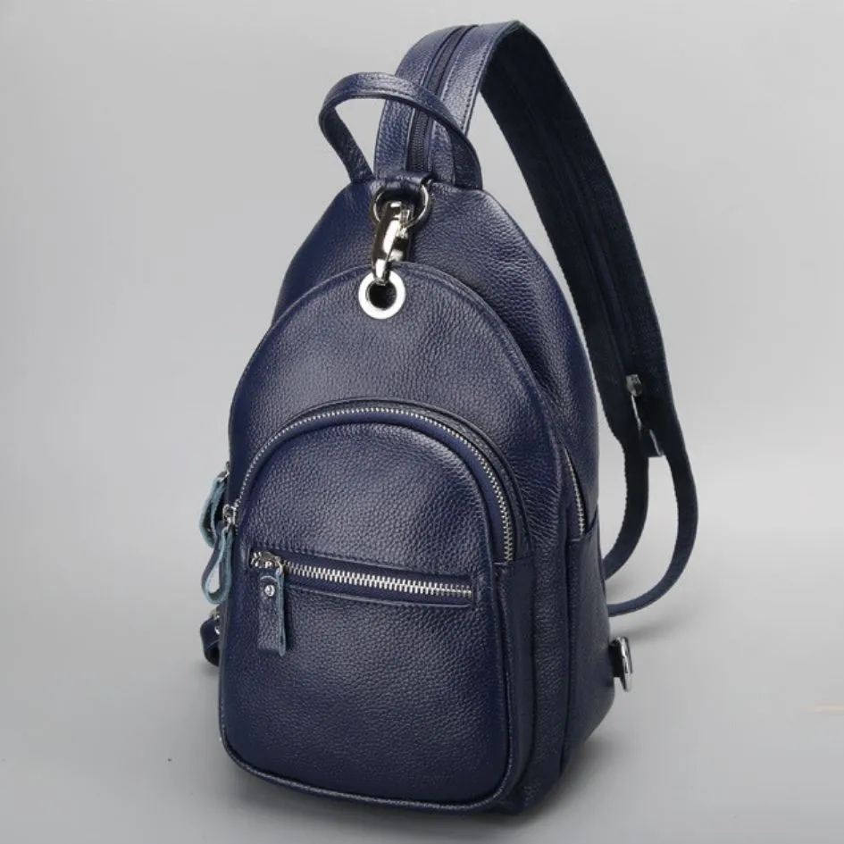 Genuine Leather Small Backpack Multi-Layer Anti-Theft Bag