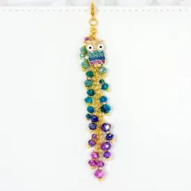 Glitter Owl Planner Charm with Jewel Toned Dangle