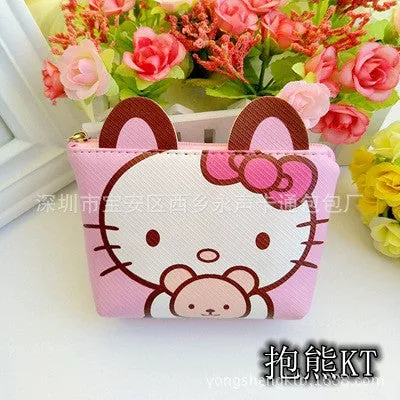 Hello Kitty Cat Coin Purse Female Hasp kawaii Coin Wallet Girls Mini Silicone mickey Key Chain Pouch Kumamon Wallet Coin Bag