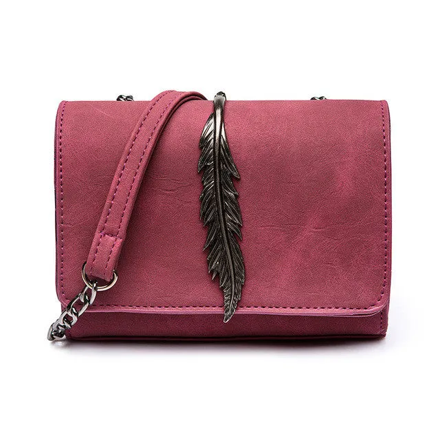 Herald Fashion Leaves Decorated Mini Flap Bag Suede PU Leather Small Women Shoulder Bag Chain Messenger Bag Autumn New Arrival