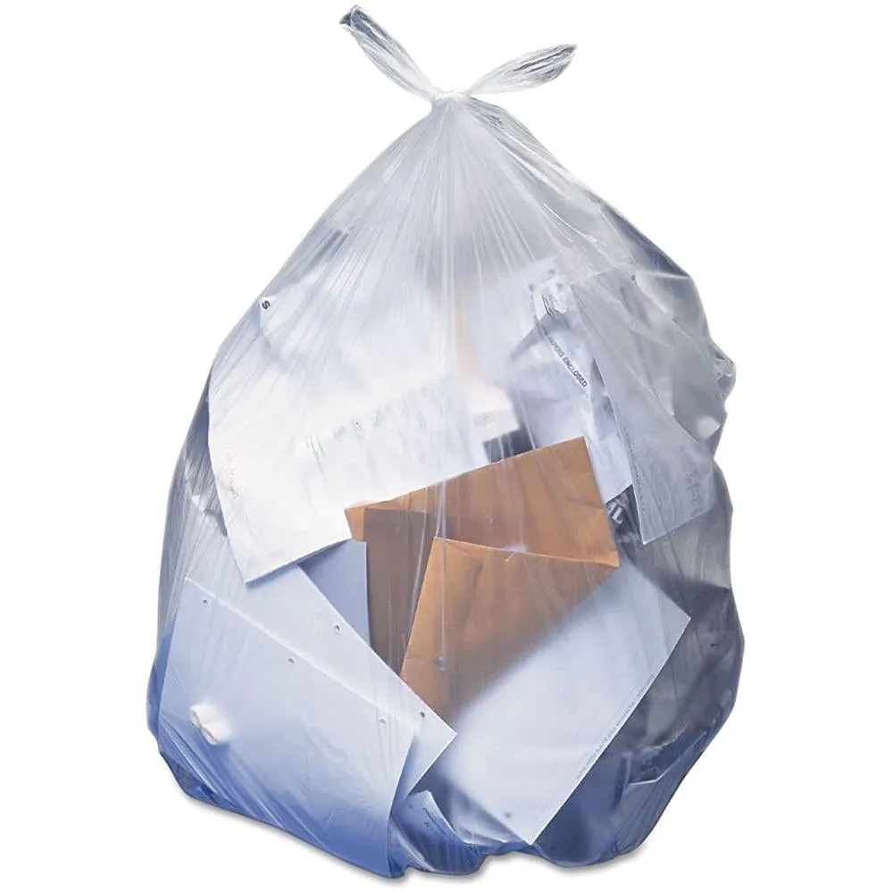 Heritage Bag™ 33 Gallon Clear Low Density Flat Pack Trash Can Bags (33" x 39" | 0.9 Mil) - Case of 150