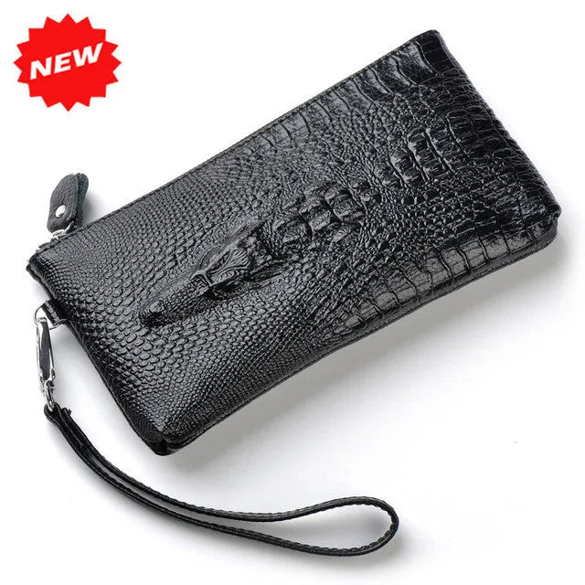 Hot 3D Crocodile  100% Genuine Leather Wristlet Day Clutch Evening Bags Fashion Women Mobile Phone Bag Coin Purse,ANS-SL-87