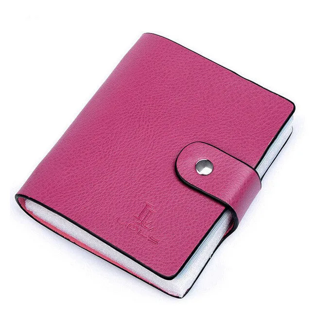 Hot Sale 60 Slots Women Men Credit Card Holder Genuine Leather Buckle Large Capacity Business ID Holders Organizer Free Shipping