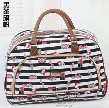 KAISIBO Women Waterproof Travel Bag Summer Style PU Leather Women Bag Travel Duffel Bag New Tower Beauty Lady Print Luggage