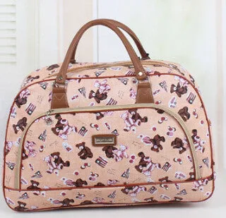 KAISIBO Women Waterproof Travel Bag Summer Style PU Leather Women Bag Travel Duffel Bag New Tower Beauty Lady Print Luggage