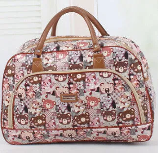 KAISIBO Women Waterproof Travel Bag Summer Style PU Leather Women Bag Travel Duffel Bag New Tower Beauty Lady Print Luggage