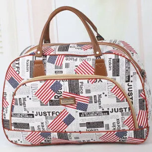 KAISIBO Women Waterproof Travel Bag Summer Style PU Leather Women Bag Travel Duffel Bag New Tower Beauty Lady Print Luggage