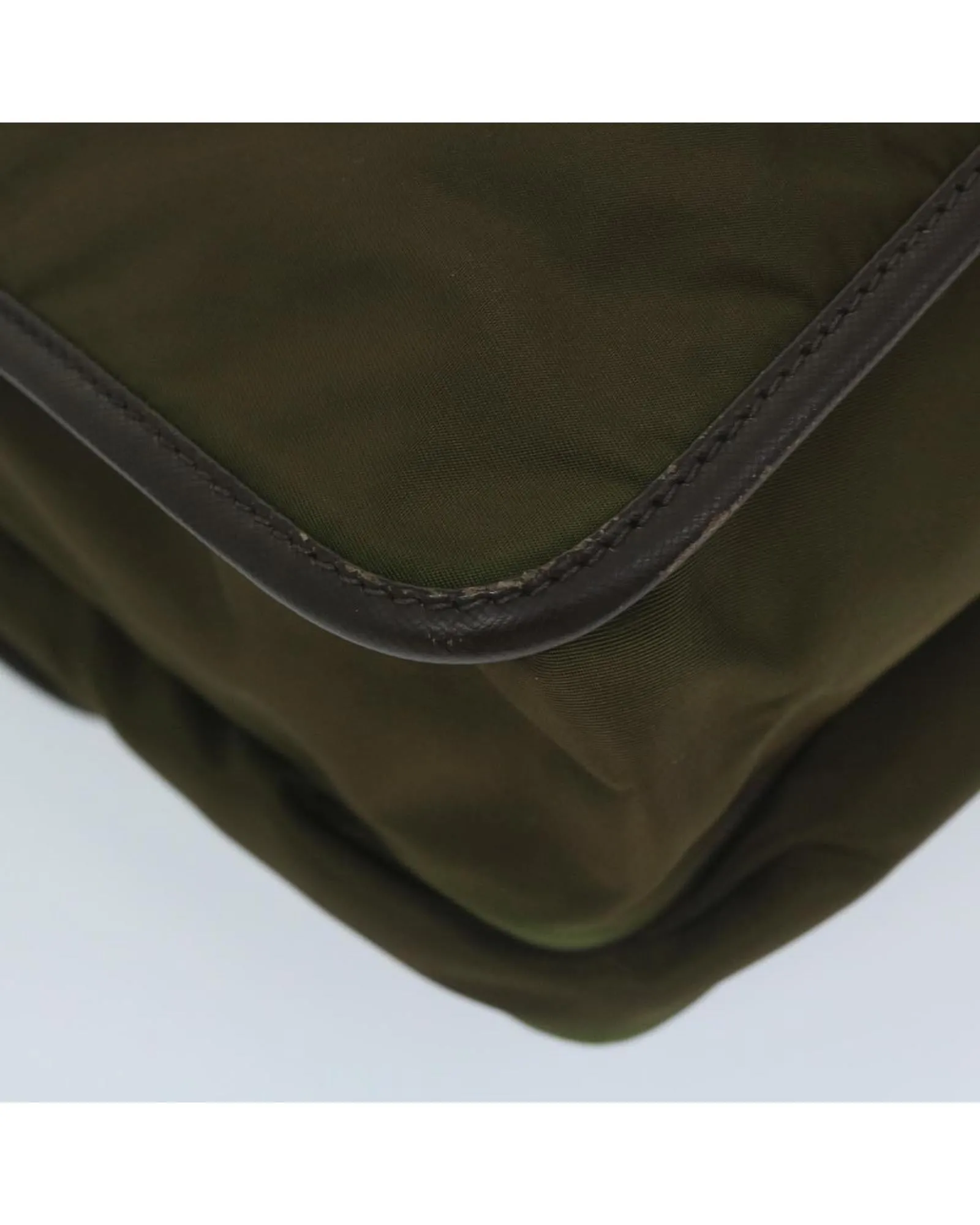 Khaki Nylon Shoulder Bag with Adjustable Strap and Dust Bag