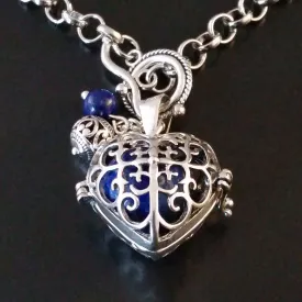 Lapis Lazuli Necklace Silver Heart Blue