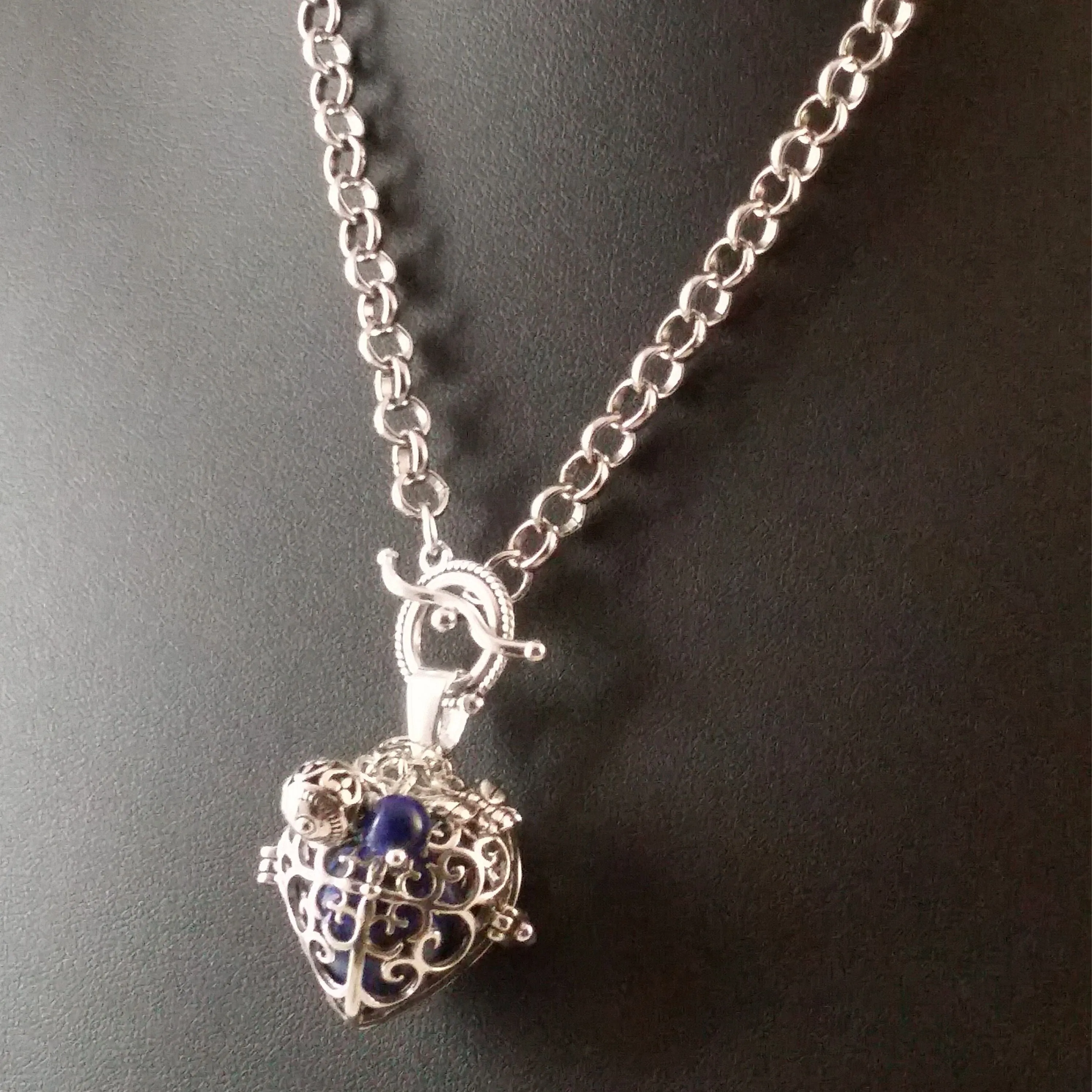 Lapis Lazuli Necklace Silver Heart Blue