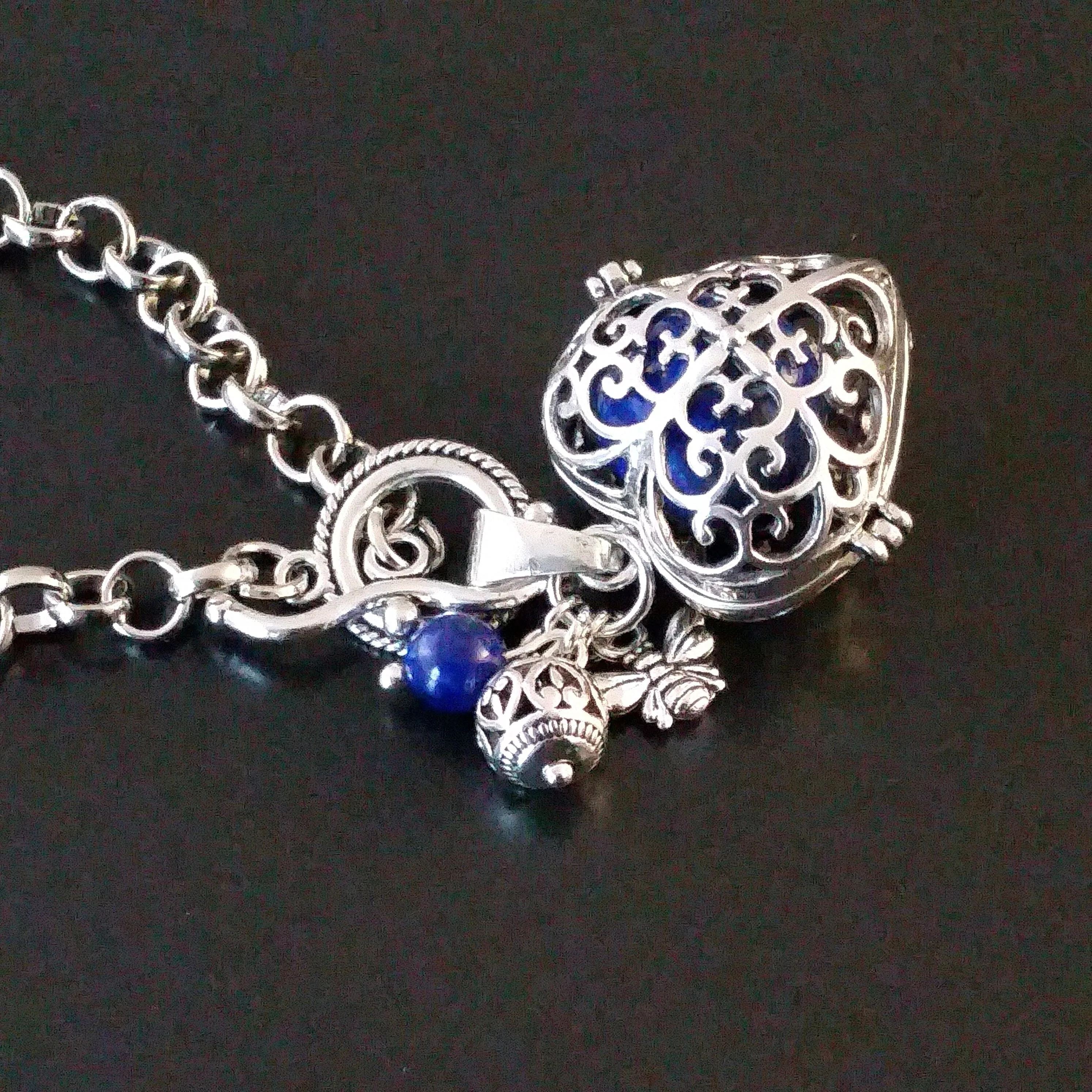 Lapis Lazuli Necklace Silver Heart Blue