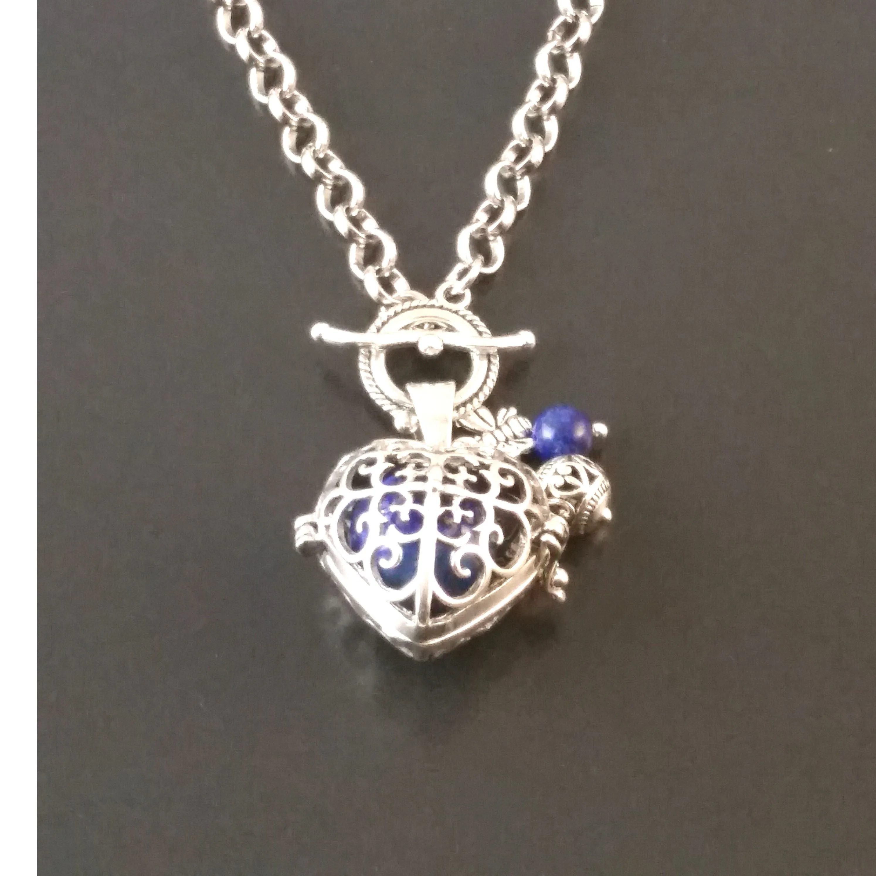 Lapis Lazuli Necklace Silver Heart Blue