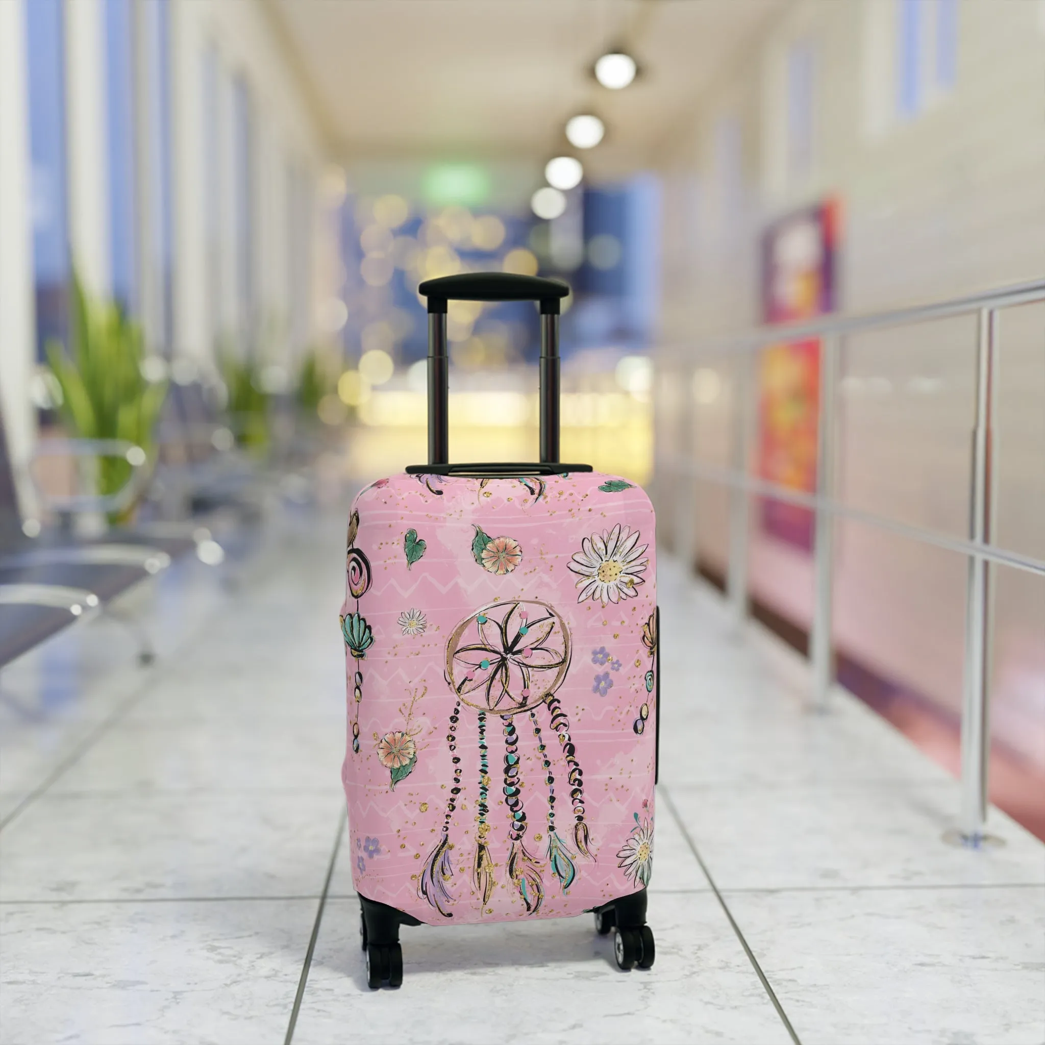 Luggage Cover, Pink Dreamcatcher