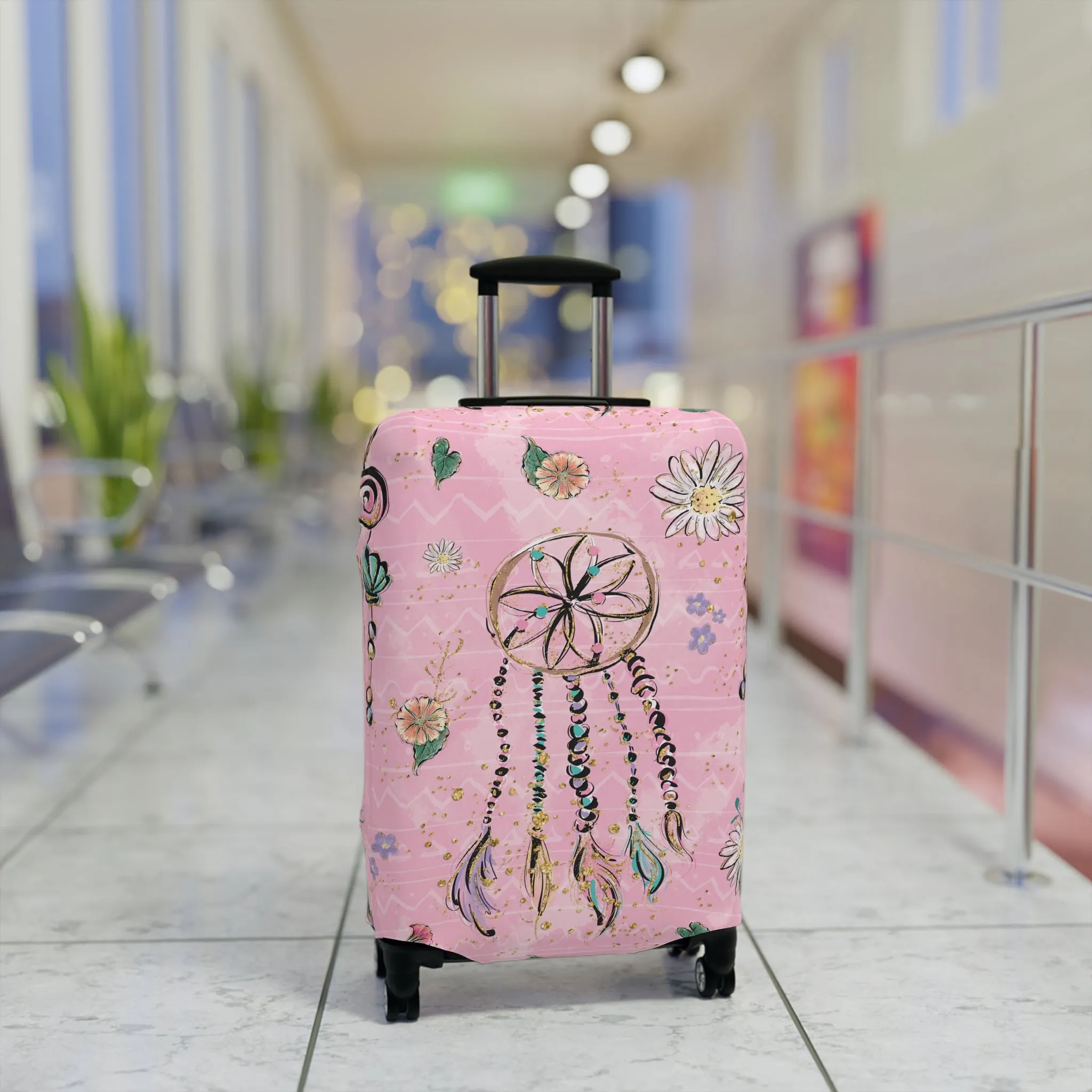 Luggage Cover, Pink Dreamcatcher