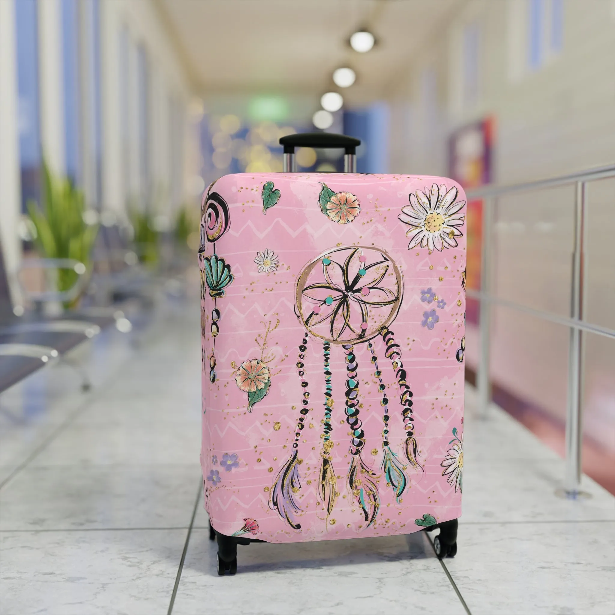 Luggage Cover, Pink Dreamcatcher