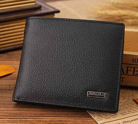 Luxury 100% Genuine Leather Wallet Fashion Short Bifold Men Wallet Casual Soild Men Wallets With Coin Pocket Purse Male Wallet