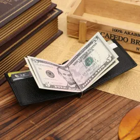 Luxury Brand Genuine Leather Men Wallet Purse Hold Bill With Male Slim Clamp For Money Clip Metal Holder Cash Credit Card Pocket