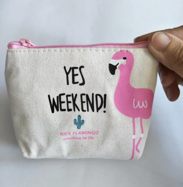 M111 2017 New Cute Women Purses Cartoon Bird Flamingo Obtrapezoid Coin Wallet Originality High Performance Price Ratio Card Bag