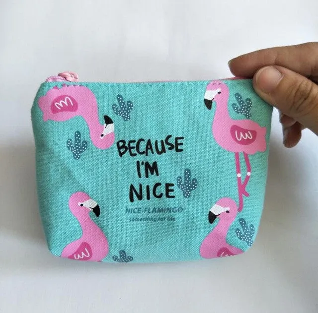 M111 2017 New Cute Women Purses Cartoon Bird Flamingo Obtrapezoid Coin Wallet Originality High Performance Price Ratio Card Bag