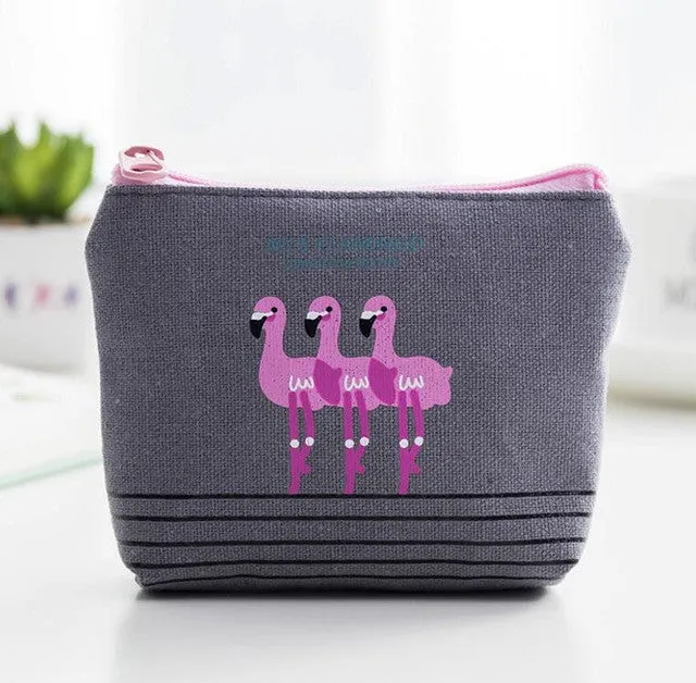 M111 2017 New Cute Women Purses Cartoon Bird Flamingo Obtrapezoid Coin Wallet Originality High Performance Price Ratio Card Bag