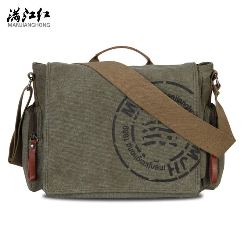 MANJIANGHONG Vintage Men's Messenger Bags Canvas Shoulder Bag Fashion Men Business Crossbody Bag Printing Travel Handbag 1124