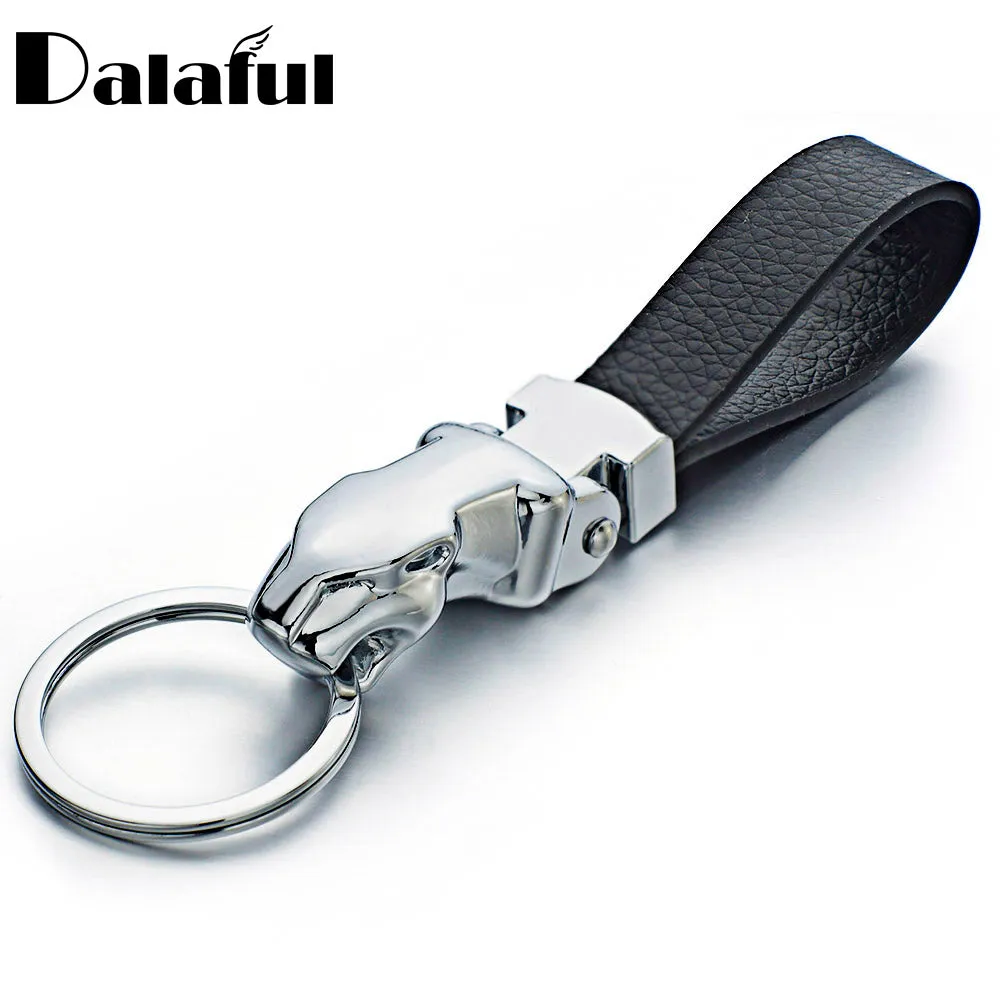 Metal Leopard Head Leather Key Chains Rings Holder For Car Keyrings KeyChains For Man Women High Quality Gift K262