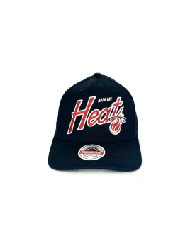 Miami Heat Classic Script Red Snapback Hat by Mitchell & Ness