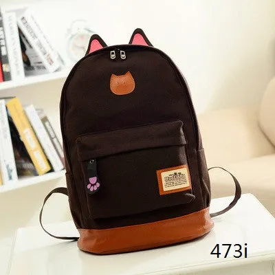 Miyahouse Canvas Backpack Women Casual School Backpacks For Teenage Girls Cartoon Women Bag Cute Cat Ear Children Backpack