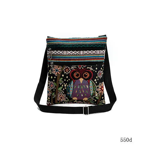 Miyahouse Mini Women Shoulder Bag Owl Printed Messenger Flap Bags Female Small Canvas Lady Bag Double Zipper Women Crossbody Bag