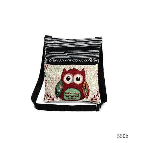 Miyahouse Mini Women Shoulder Bag Owl Printed Messenger Flap Bags Female Small Canvas Lady Bag Double Zipper Women Crossbody Bag