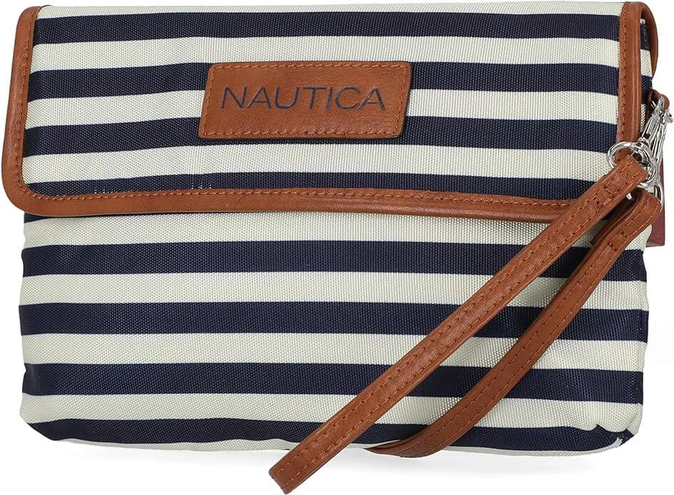 Nautica RFID Blocking Mini Bag, Blue/Cream/Brown