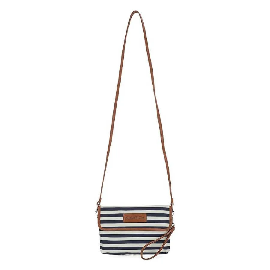 Nautica RFID Blocking Mini Bag, Blue/Cream/Brown