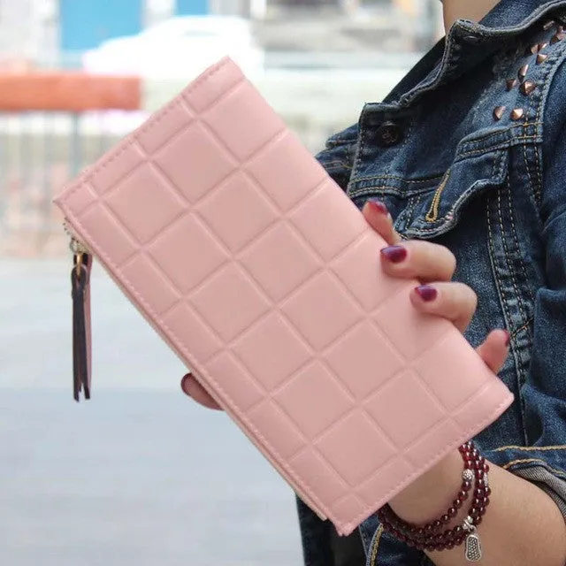 New Fashion Stereoscopic Square Women Wallets Embossed Wallet Female Clutch Double Zipper Purses Carteira Feminia Gift