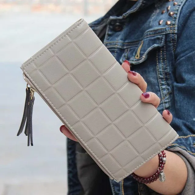 New Fashion Stereoscopic Square Women Wallets Embossed Wallet Female Clutch Double Zipper Purses Carteira Feminia Gift