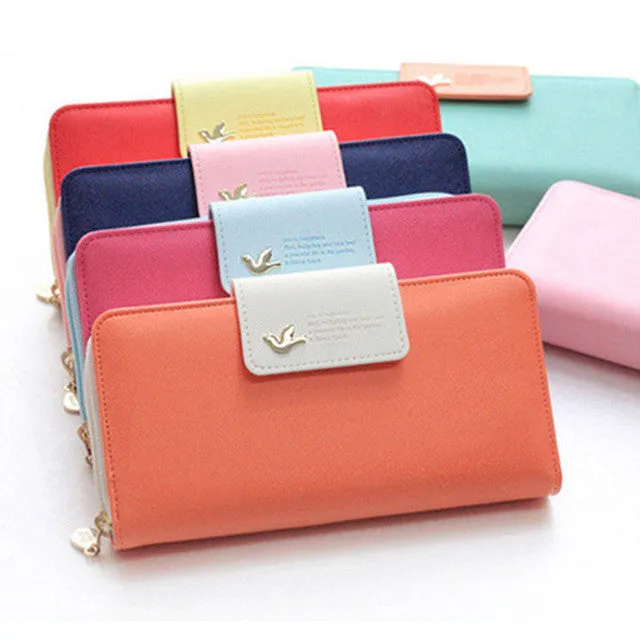 New Women Coin Purse High Capacity Bump Color Buckles Long Wallets Phone Fit For Iphone 4/4S/5S/5C Sumsang Billete Clutch Purse