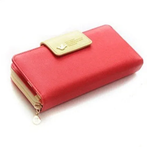 New Women Coin Purse High Capacity Bump Color Buckles Long Wallets Phone Fit For Iphone 4/4S/5S/5C Sumsang Billete Clutch Purse