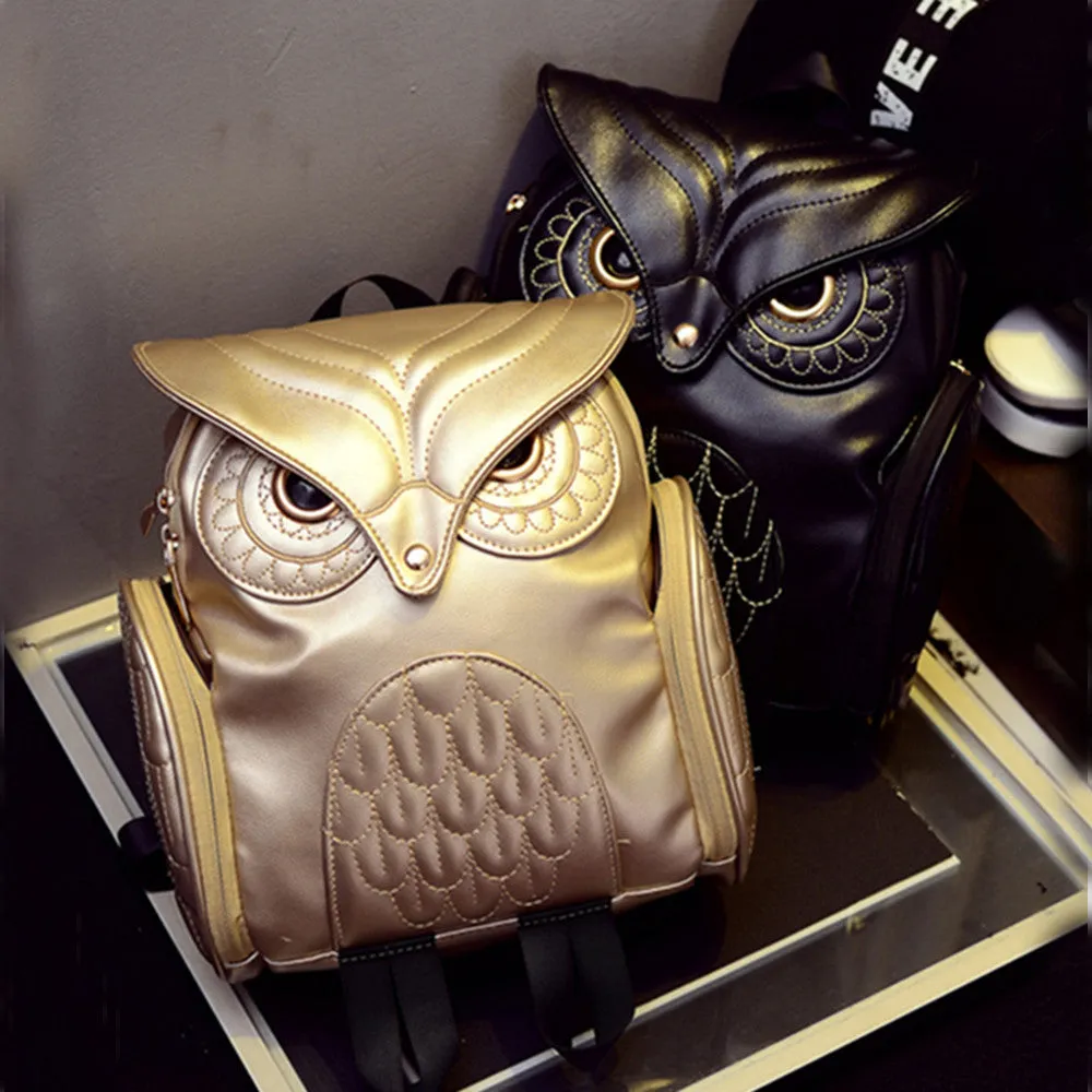 Newest X Feeling Fashion Gothic Design Women Backpacks Owl Stylish Cool Black Pu Leather Women Bags