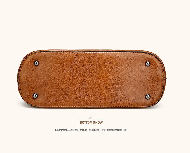 Oil Wax Leather Women Shoulder Bag