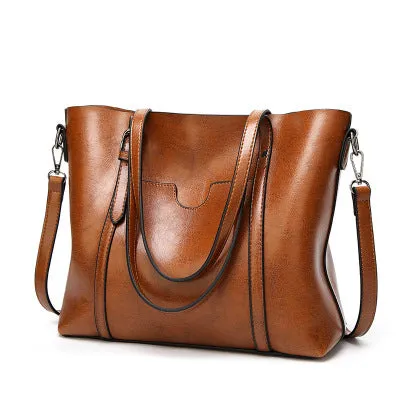 Oil Wax Leather Women Shoulder Bag