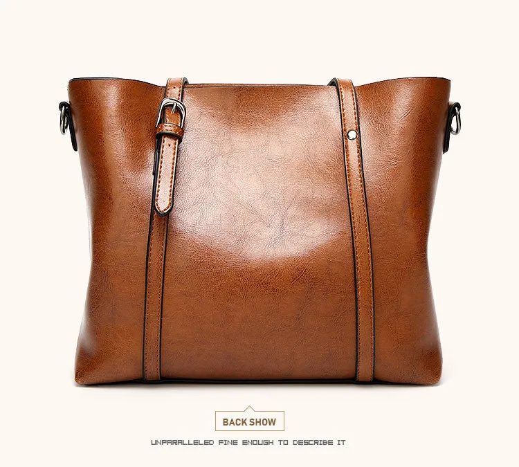 Oil Wax Leather Women Shoulder Bag