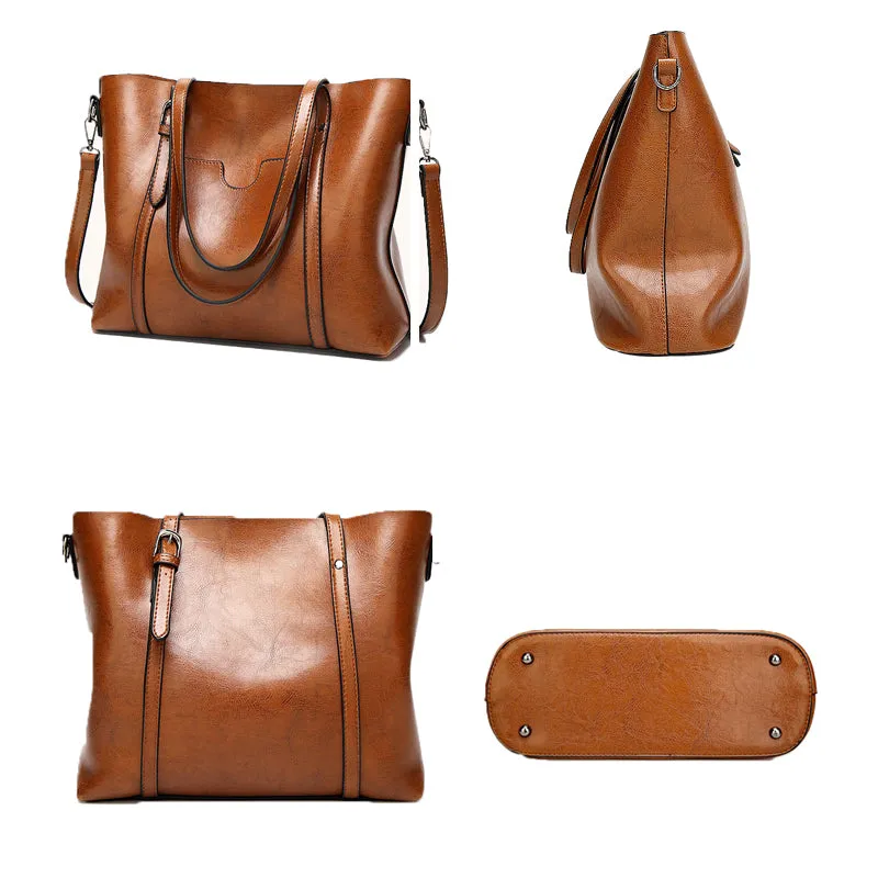 Oil Wax Leather Women Shoulder Bag